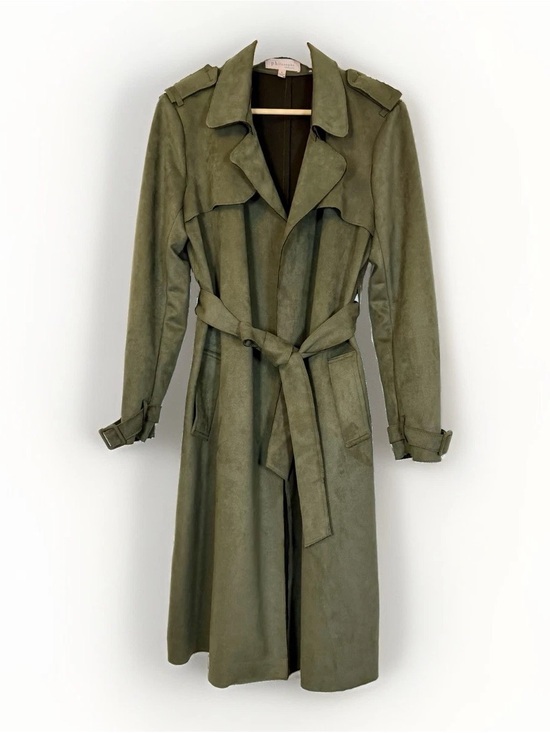 Philosophy Other - NWOT Philosophy Faux Microsuede Trench Coat in Olive Green Size Small